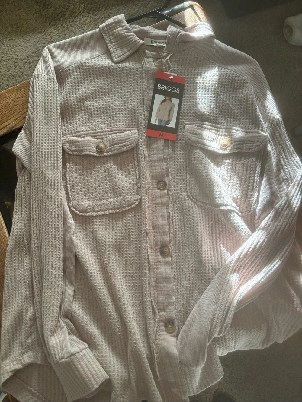 Briggs Men’s Light Pink Waffle Button-Up Shirt Jacket